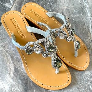 Mystique brand rhinestone wedge sandals